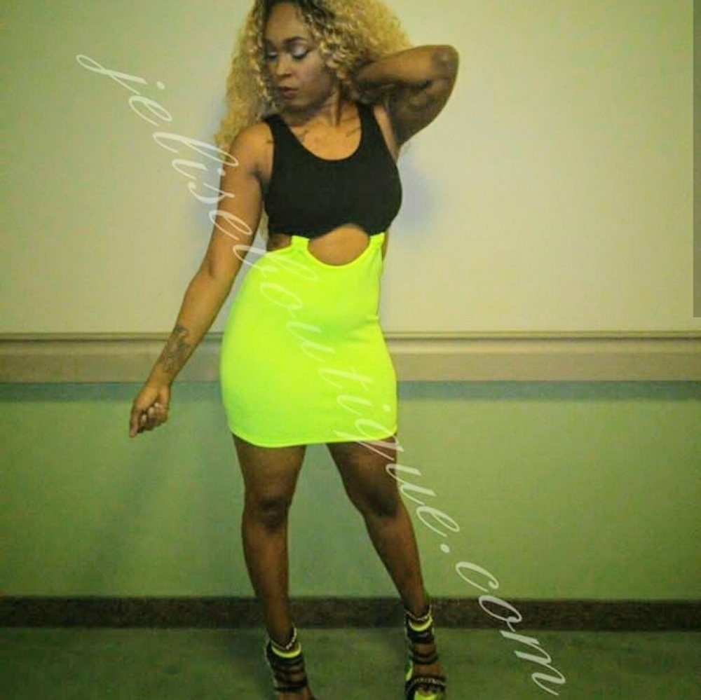 TANK Top Neon Yellow Cut Out Dress